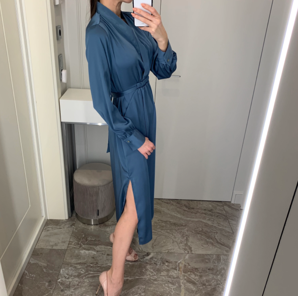 Women's Long Sleeve Satin Dress