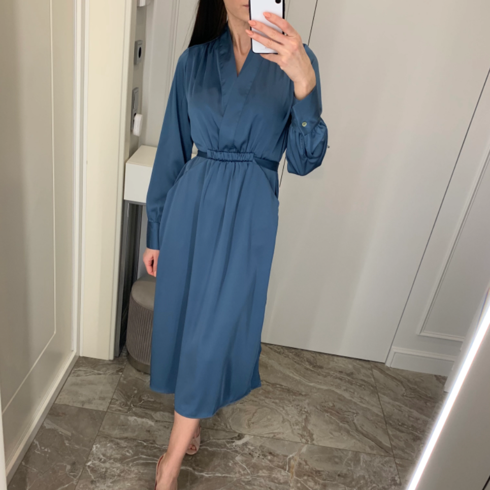 Women's Long Sleeve Satin Dress