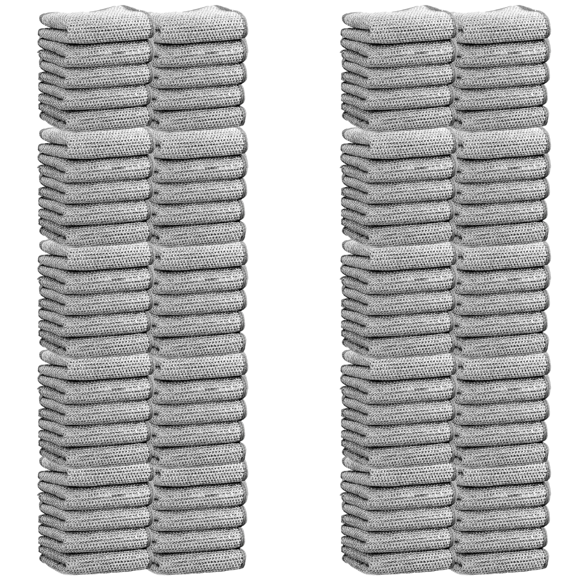 Steel Wire Cleaning Cloths - Double-Layer Silver Fibre Dishcloths for Kitchen
