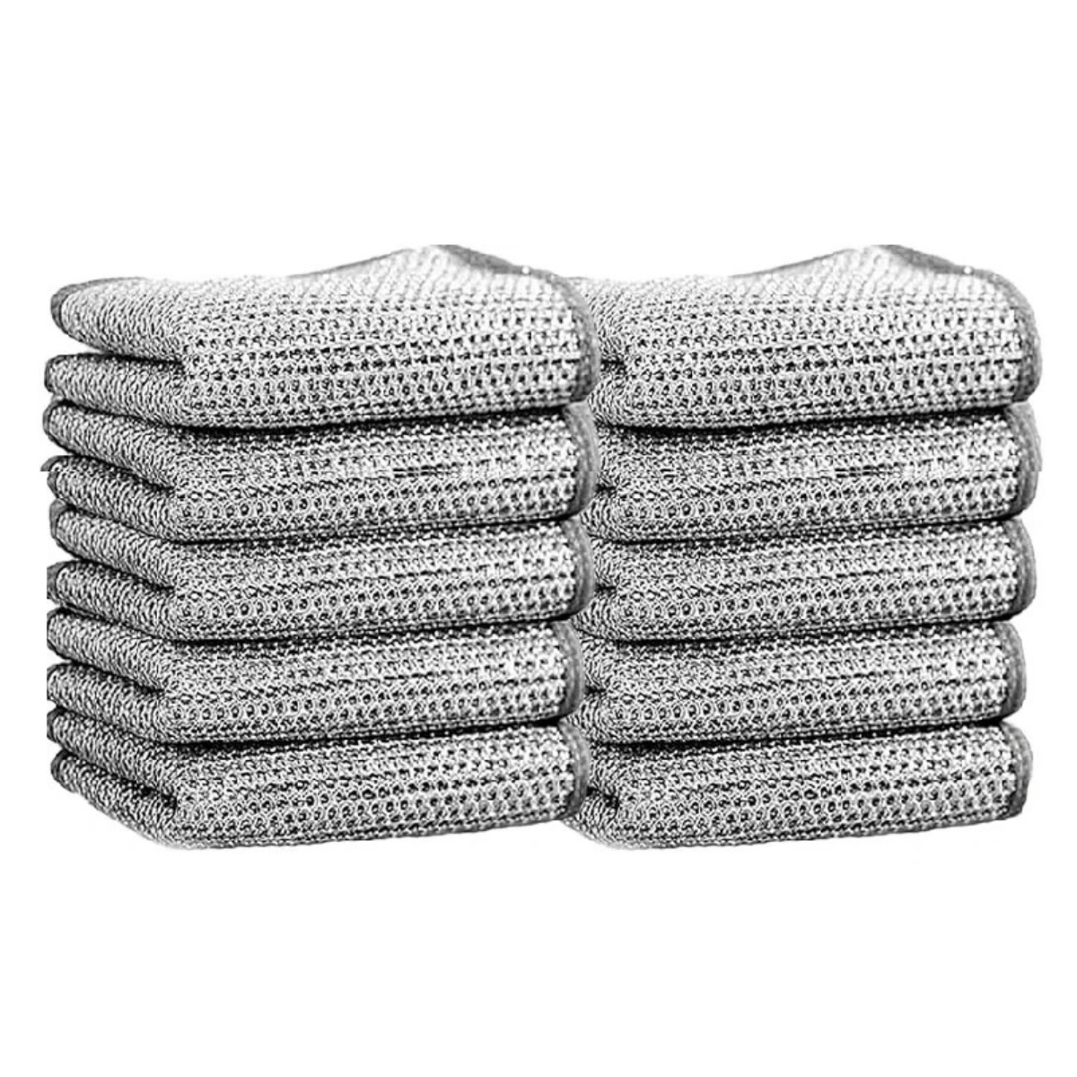 Steel Wire Cleaning Cloths - Double-Layer Silver Fibre Dishcloths for Kitchen