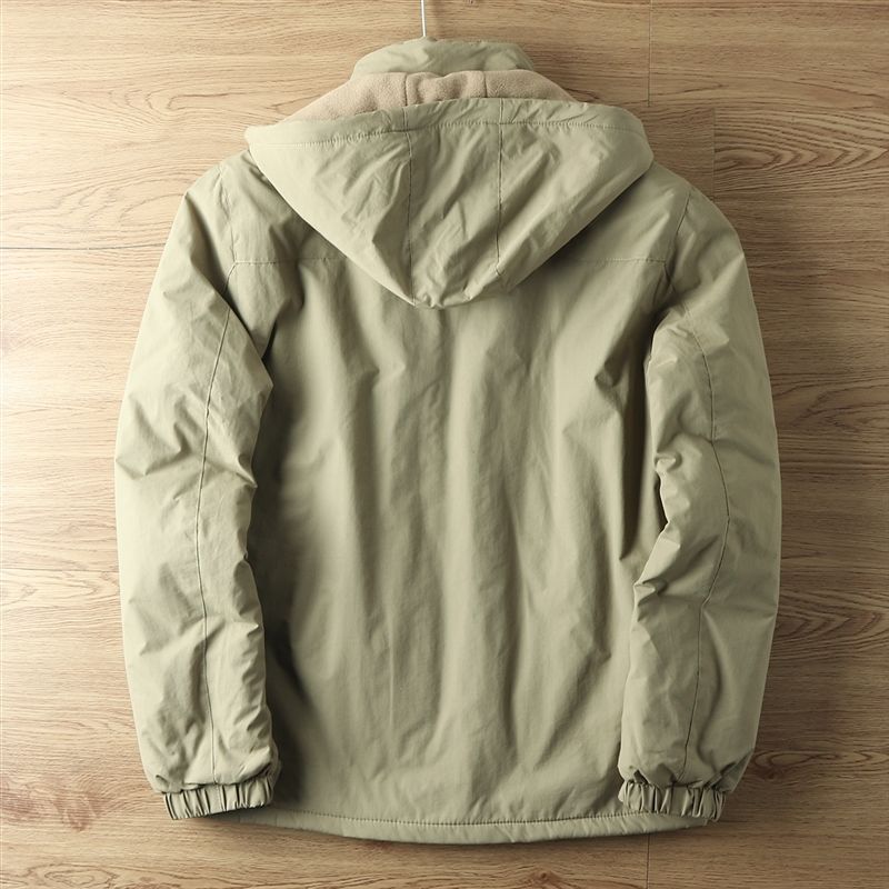 Men's Polar Spring and Autumn Coat Waterproof Warm Hooded Jacket