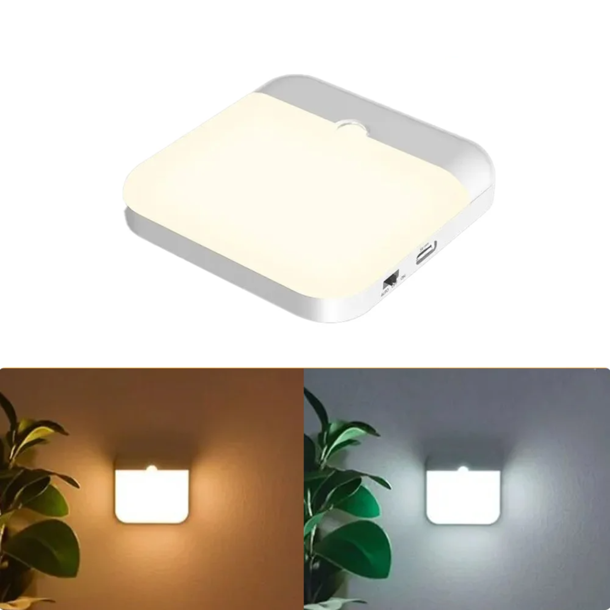 Motion Sensor Light LED Type-c Charging Square Lamp