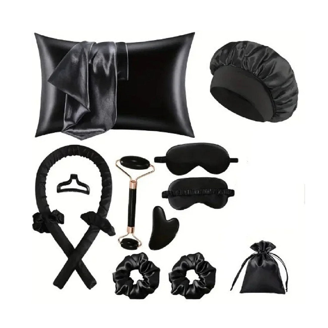 Mulberry Silk Sleep Set - Pillowcase Eye Mask Gua Sha and Face Roller