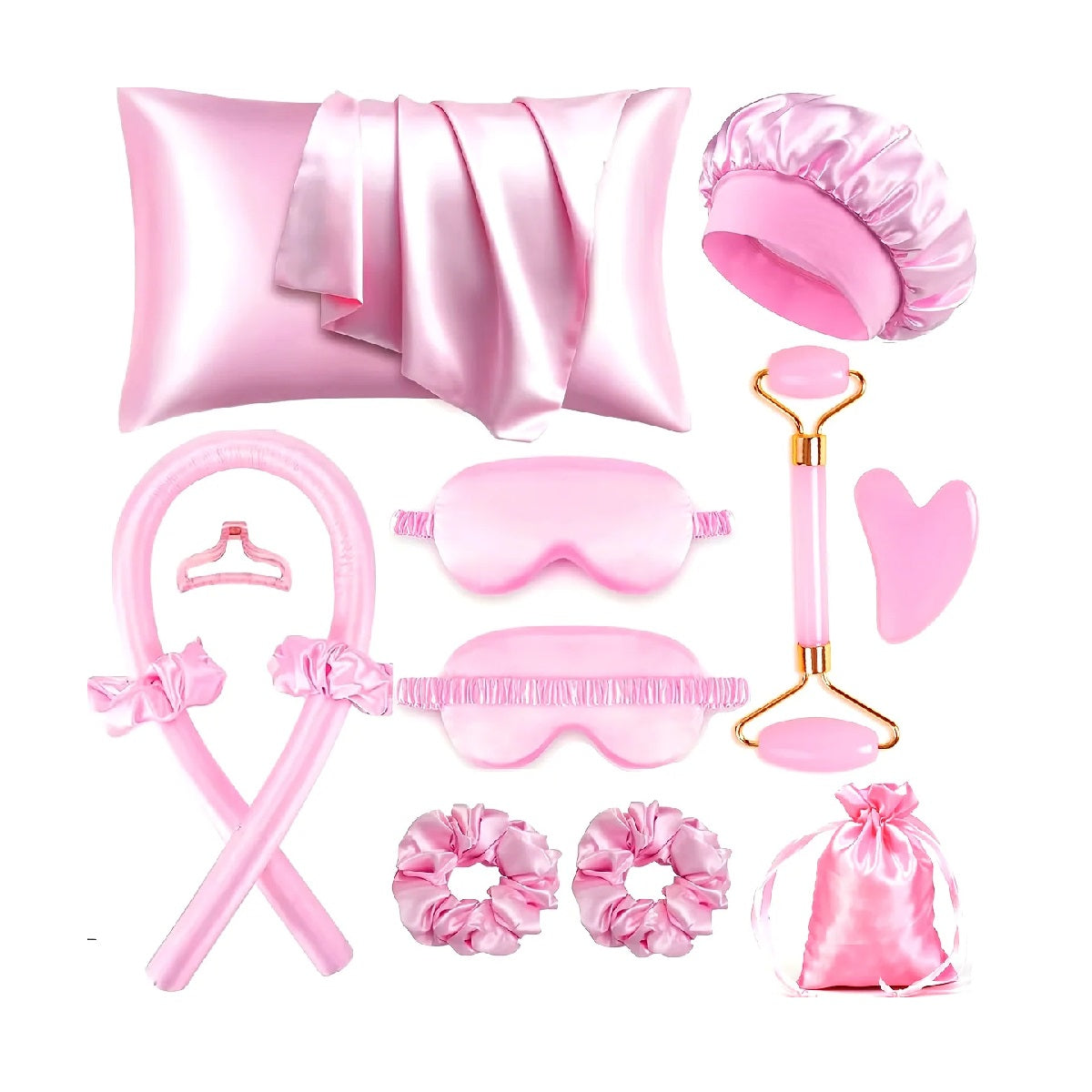 Mulberry Silk Sleep Set - Pillowcase Eye Mask Gua Sha and Face Roller