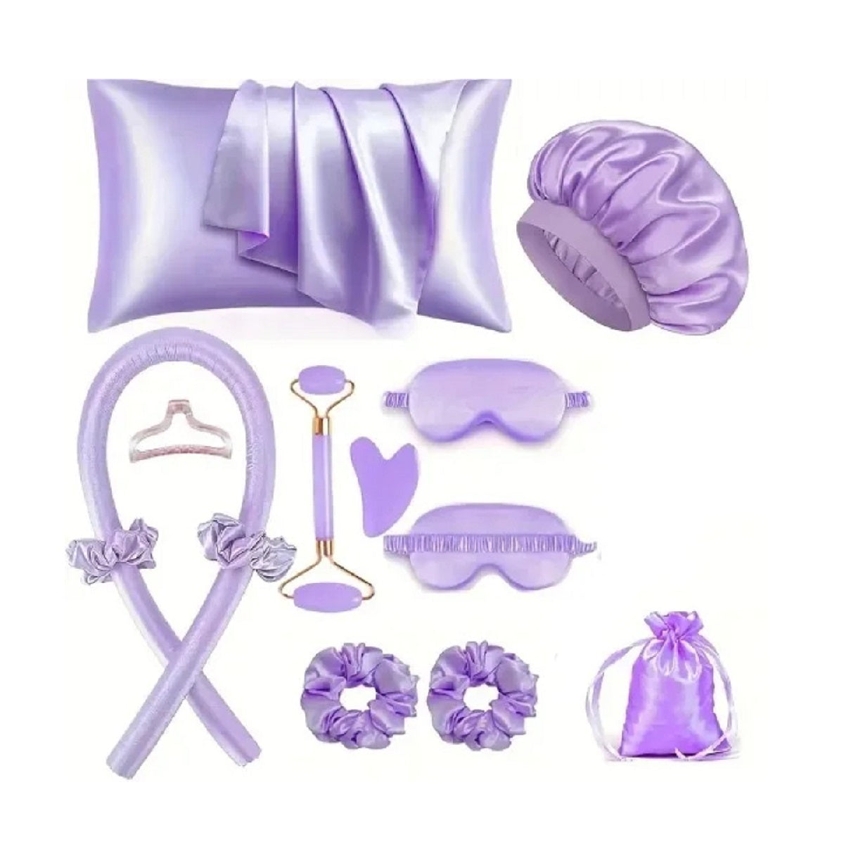 Mulberry Silk Sleep Set - Pillowcase Eye Mask Gua Sha and Face Roller
