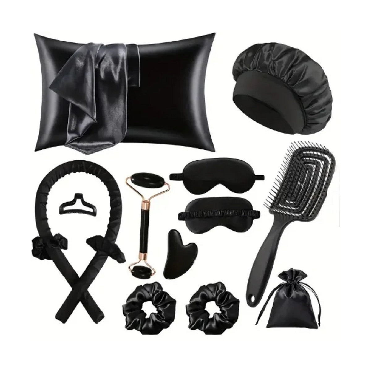 Mulberry Silk Sleep Set - Pillowcase Eye Mask Gua Sha and Face Roller