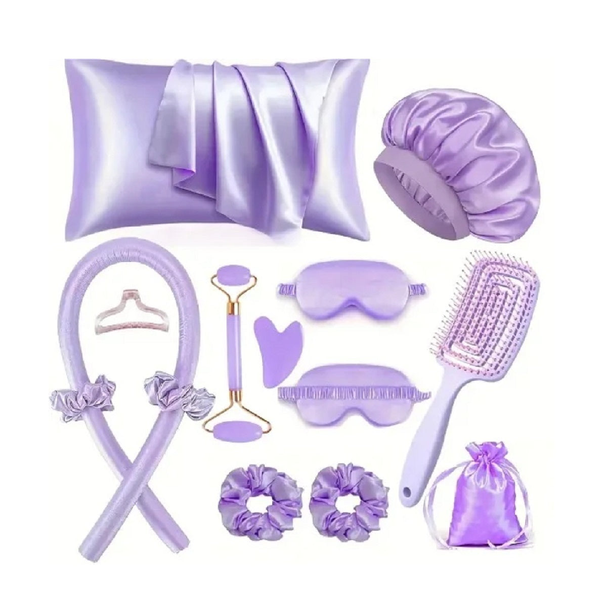 Mulberry Silk Sleep Set - Pillowcase Eye Mask Gua Sha and Face Roller