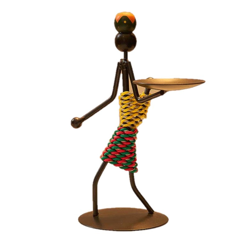 African Metal Candle Holder Home Decor