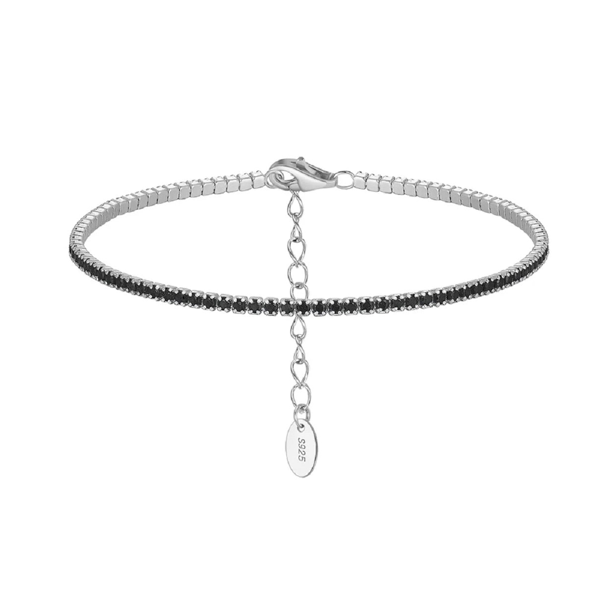 Multicolour Zircon Tennis Sterling Silver Chain Bracelet for Women