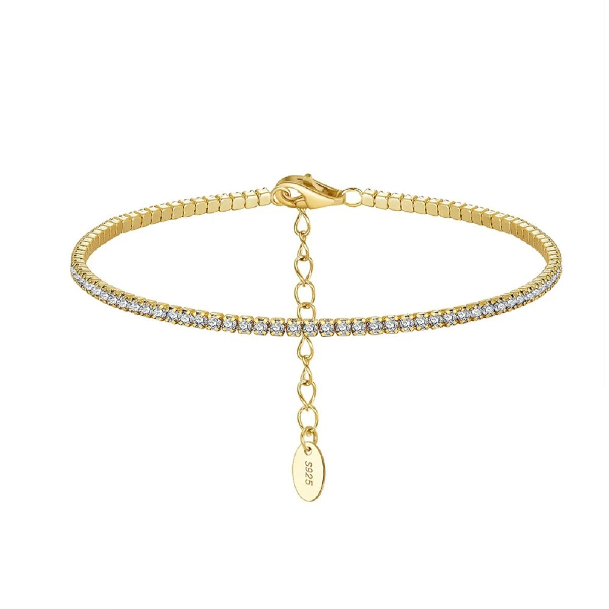 Multicolour Zircon Tennis Sterling Silver Chain Bracelet for Women