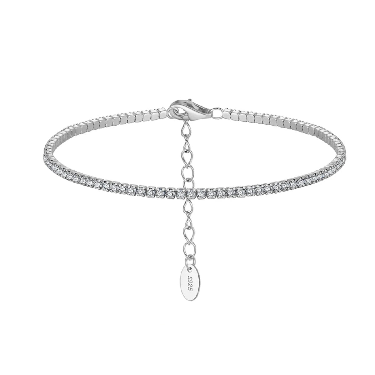 Multicolour Zircon Tennis Sterling Silver Chain Bracelet for Women