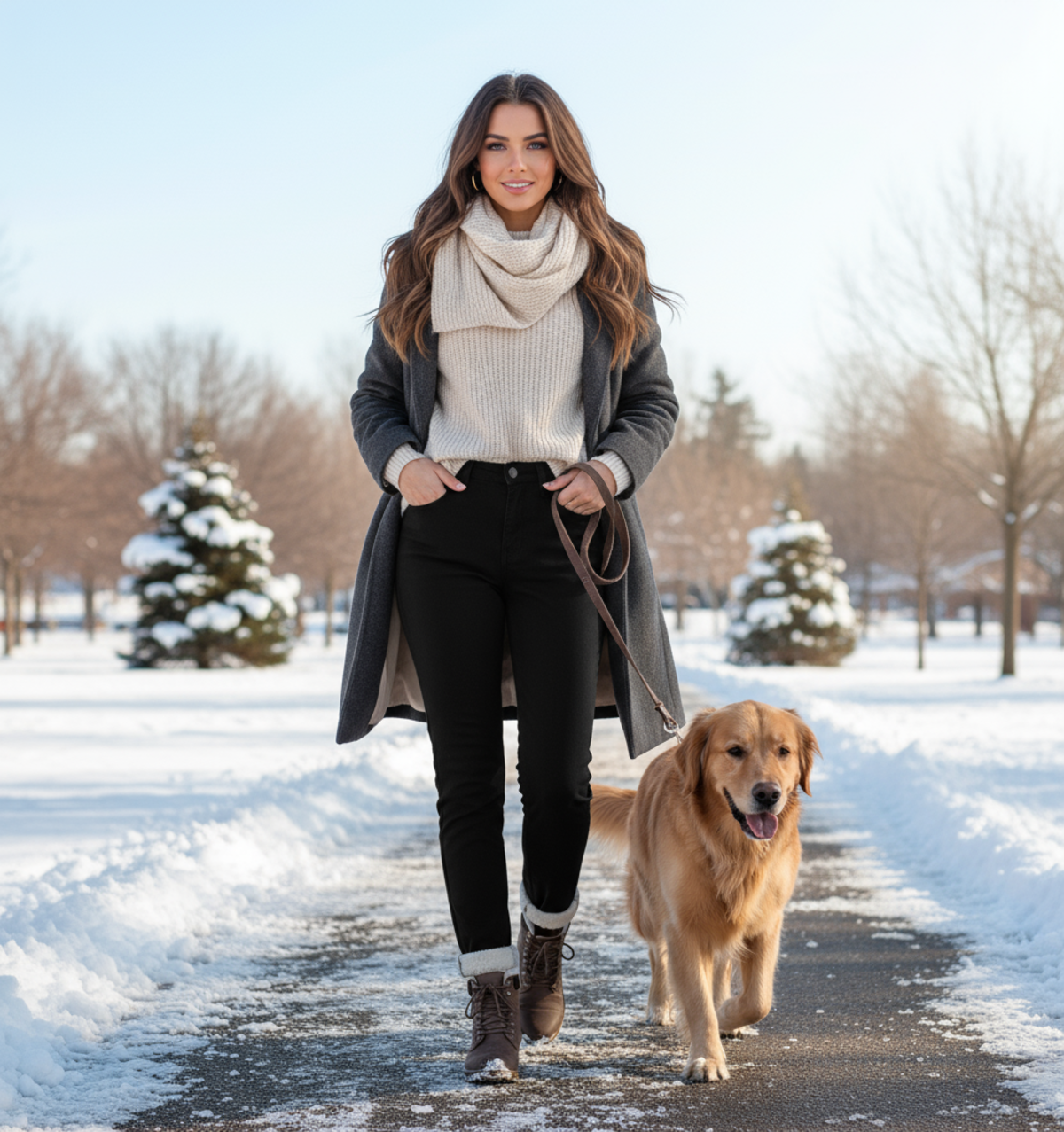 Women's Winter Pencil Jeans - High-Waist Lambwool Lined Skinny Denim
