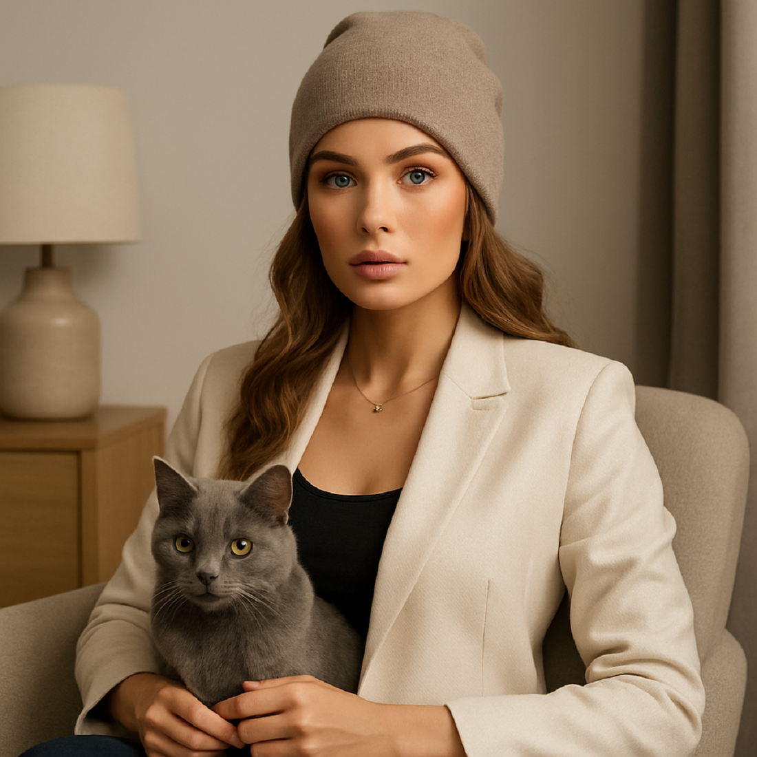 Pure Cashmere Winter Hat - Double-Layer Knit Beanie for Men & Women