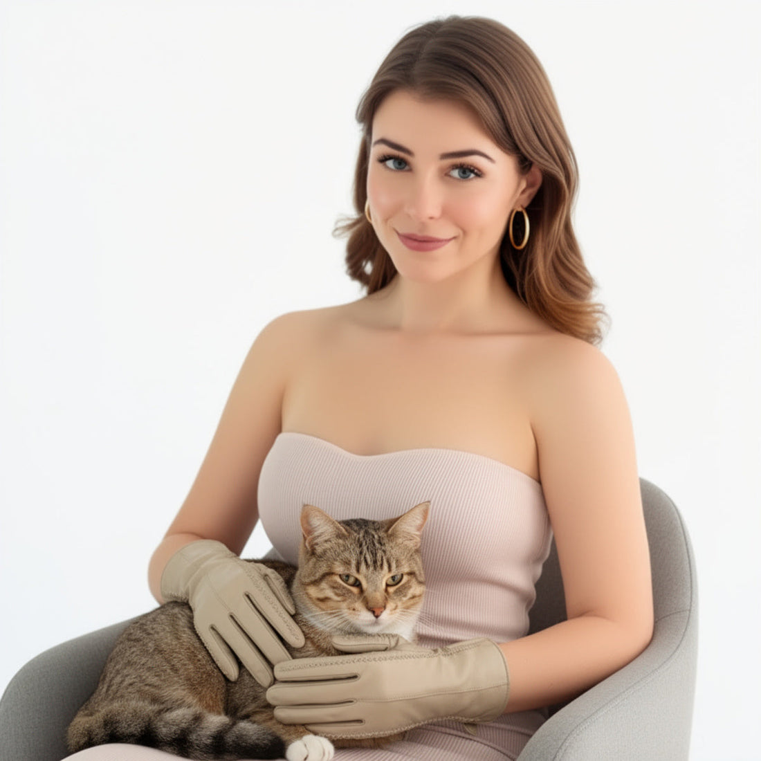 Women's Sheepskin Leather Gloves - Warm Velvet Lined Touchscreen Driving