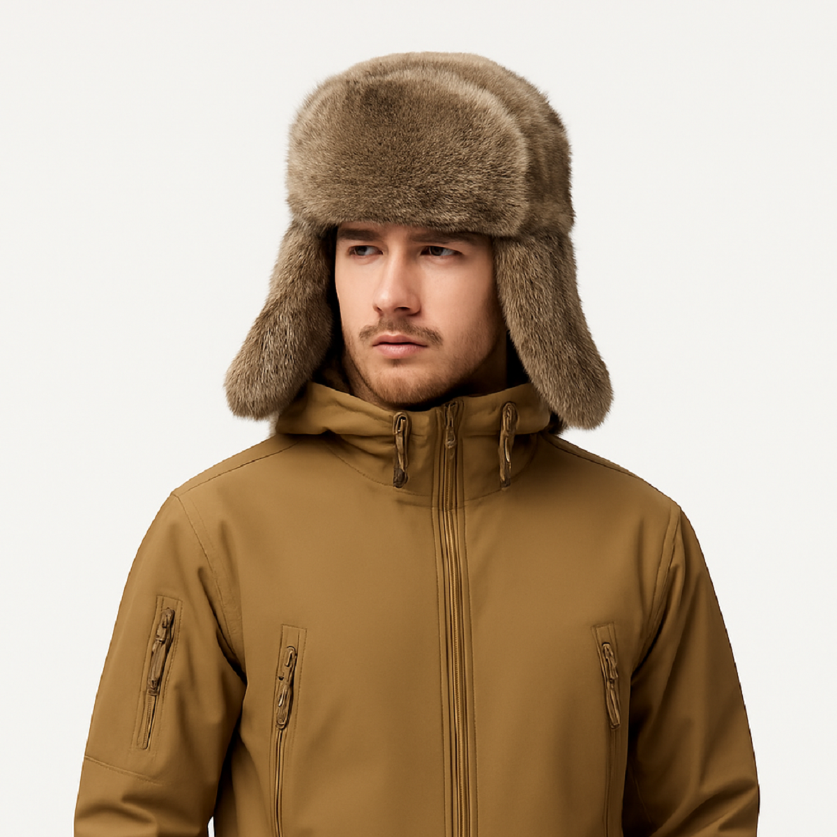 Men's Fur Bomber Hat - Winter Earflap Cap