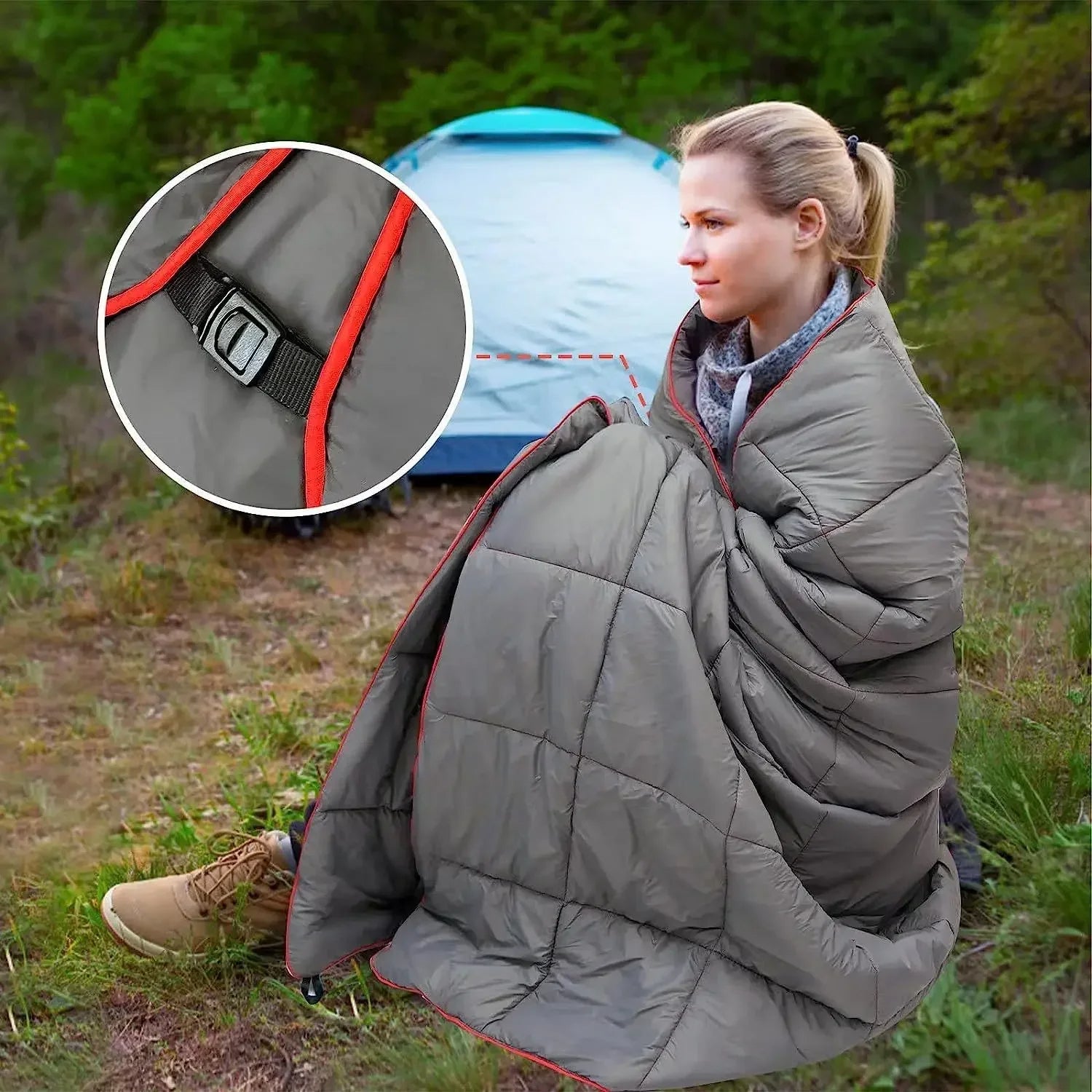 Puffy Camping Sleep Pad Thermal Blanket for Cold Weather