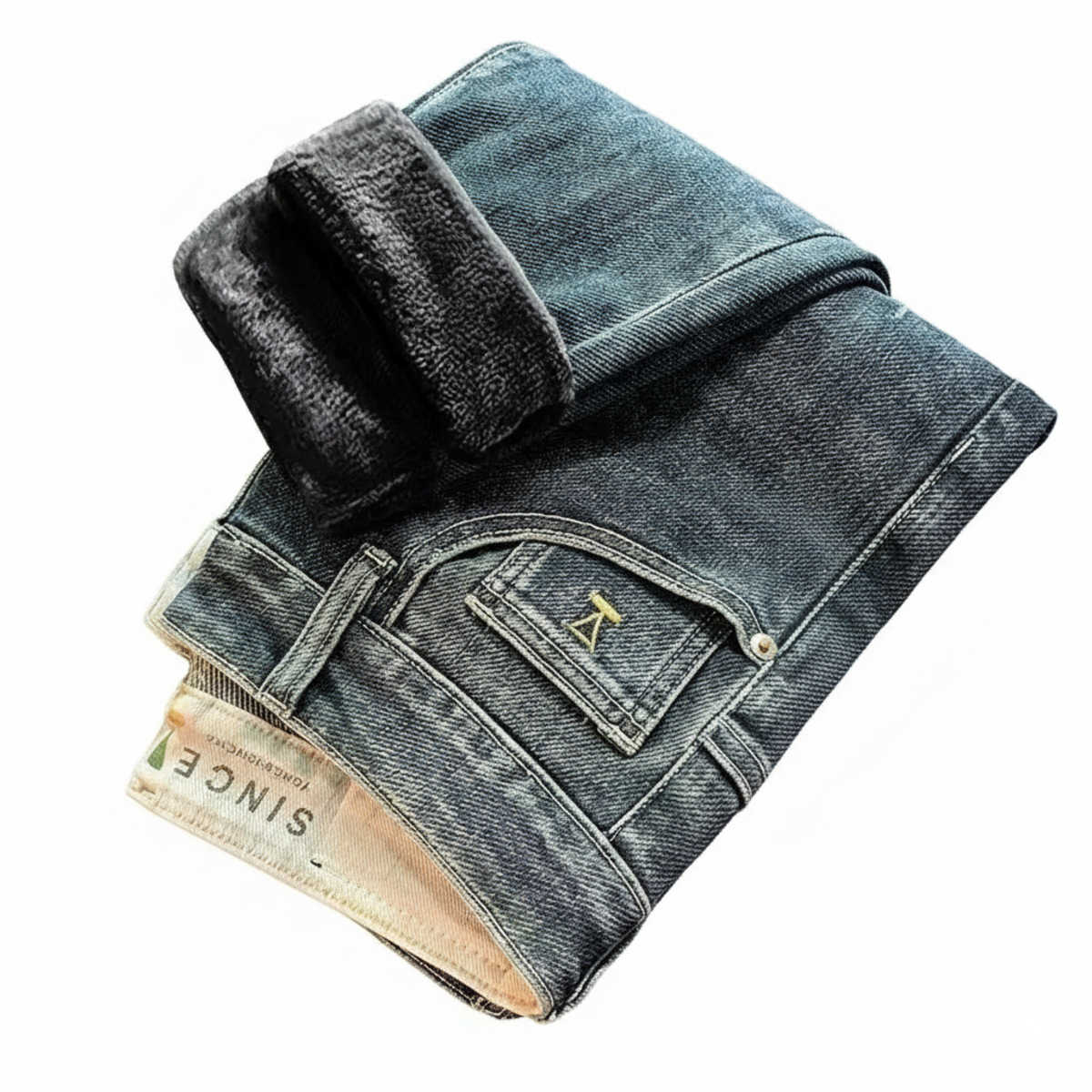 Men's Vintage Winter Jeans - Warm Stretch Slim Casual Denim Pants