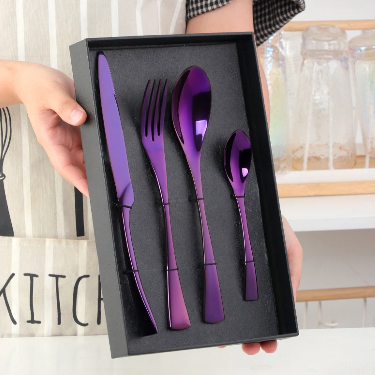 4 Pcs Flatware Box Cutlery Stainless Steel Dinnerware Set