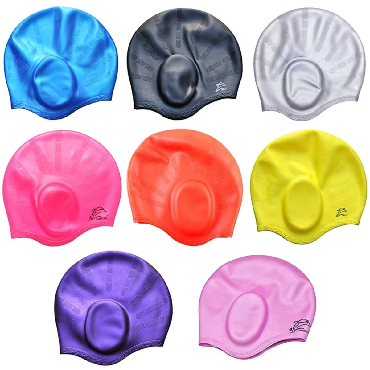 Waterproof Silicone Swim Cap - Non-Slip Pool Cap with Ear Protection
