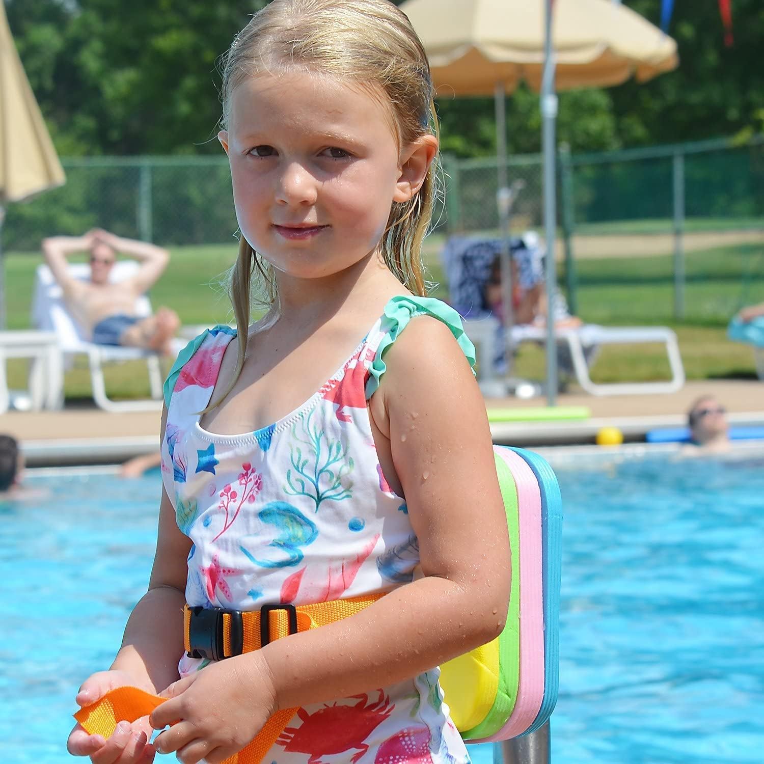 Kids' Back Float - Adjustable 4-Layer Swim Belt with Safety Buckle