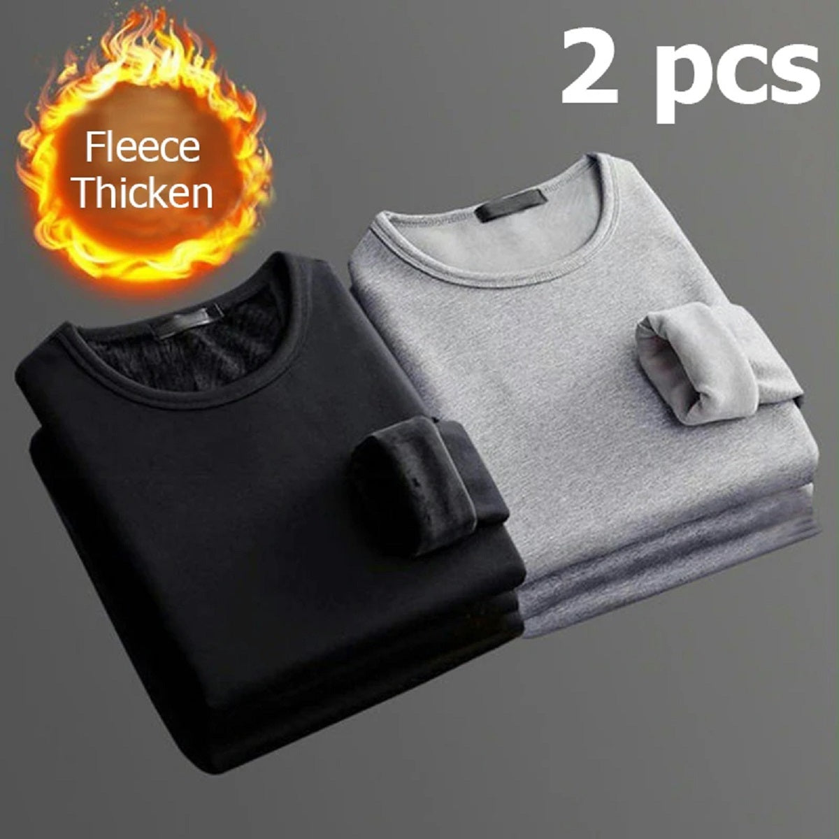 2 Pcs Men's Long-Sleeved Winter Thermal Velvet Padded Shirt