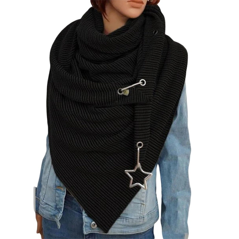 Retro Female Multi-Purpose Shawl Button Scarf