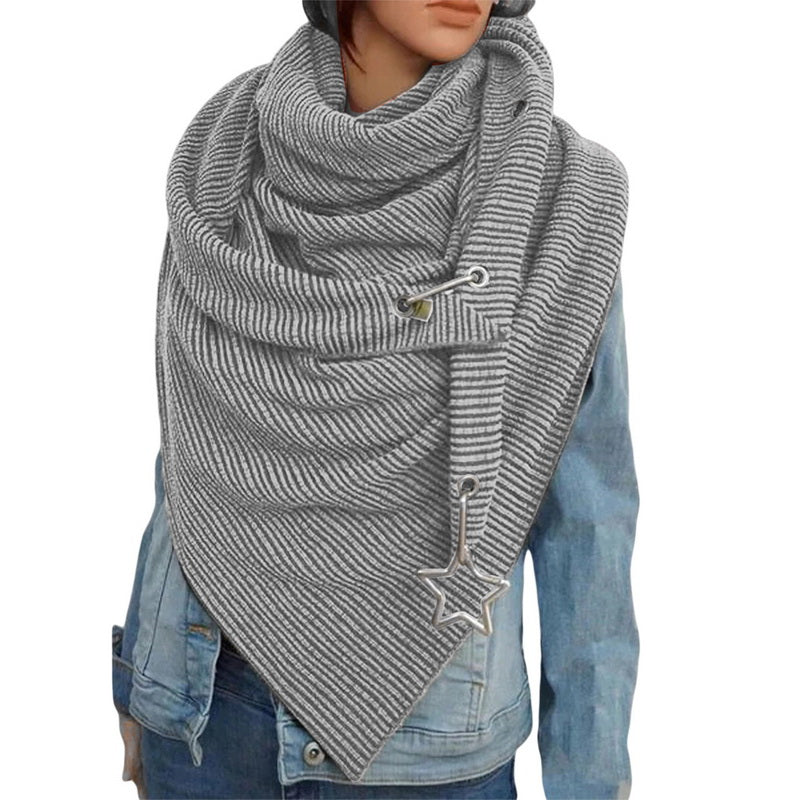 Retro Female Multi-Purpose Shawl Button Scarf