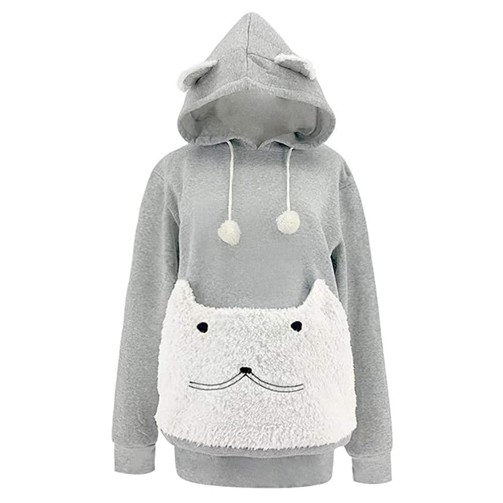 Long Sleeve Casual Hooded Pet Holder Carrier Big Pocket