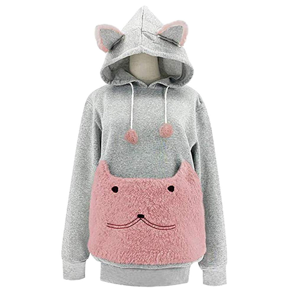 Long Sleeve Casual Hooded Pet Holder Carrier Big Pocket