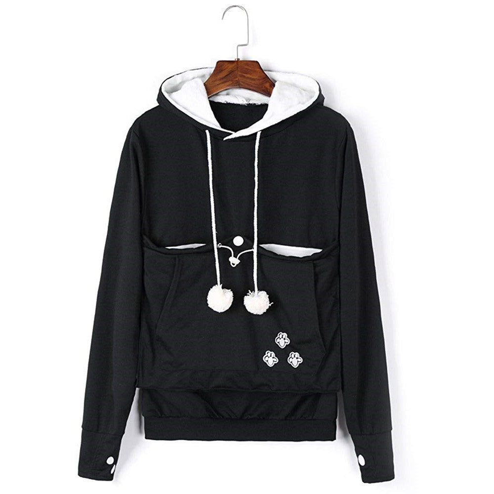 Long Sleeve Casual Hooded Pet Holder Carrier Big Pocket