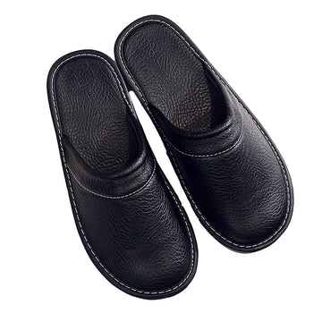 Unisex Leather Slippers Flat House Shoes