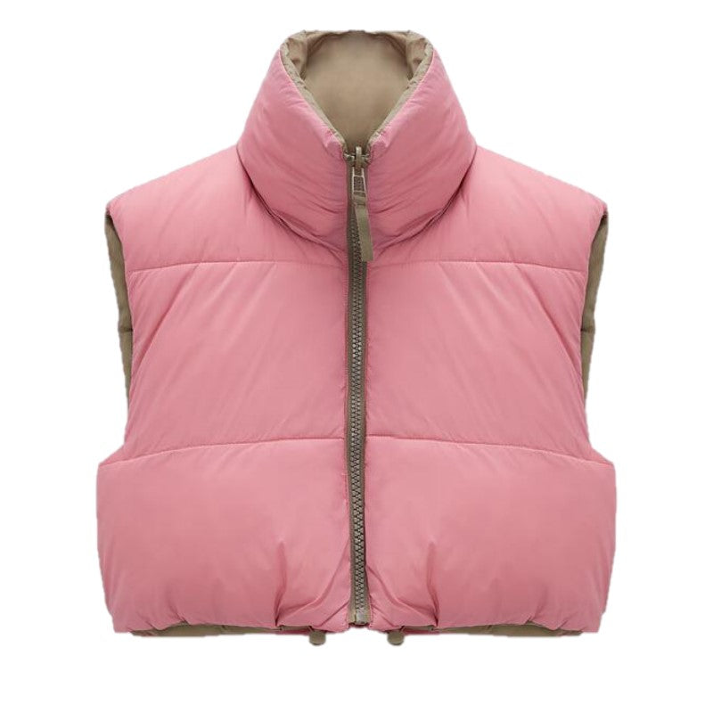 Women Warm Sleeveless Parkas High Collar Waistcoat