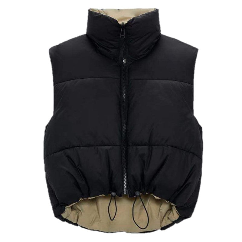 Women Warm Sleeveless Parkas High Collar Waistcoat