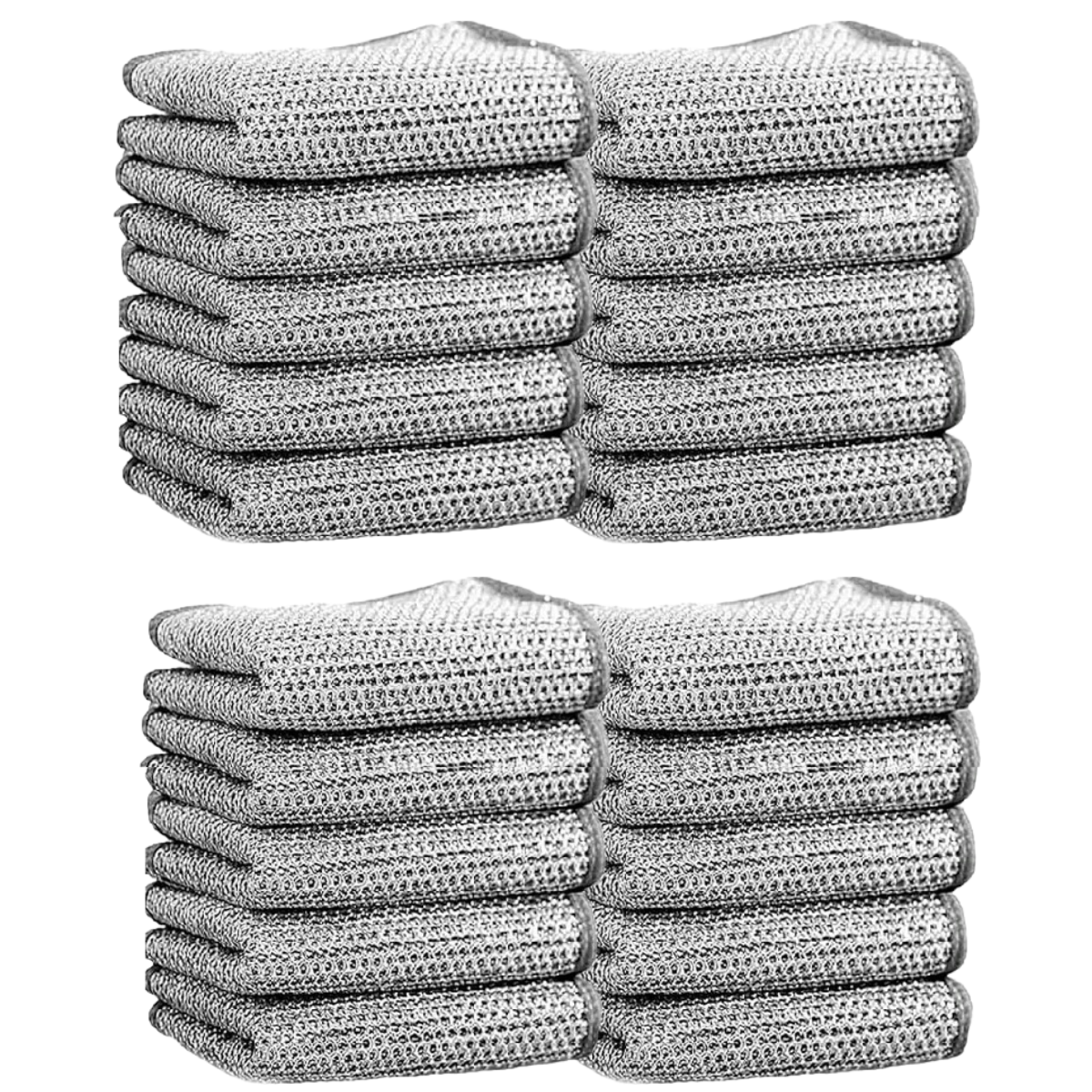 Steel Wire Cleaning Cloths - Double-Layer Silver Fibre Dishcloths for Kitchen