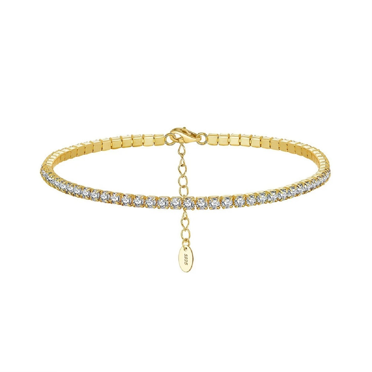 Multicolour Zircon Tennis Sterling Silver Chain Bracelet for Women