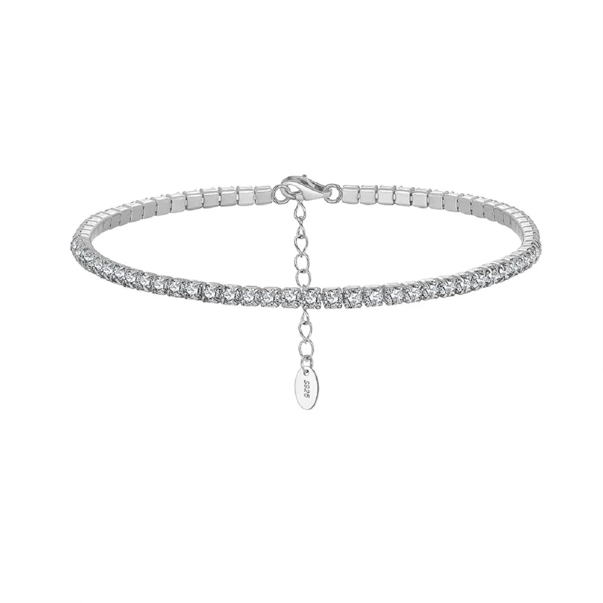 Multicolour Zircon Tennis Sterling Silver Chain Bracelet for Women