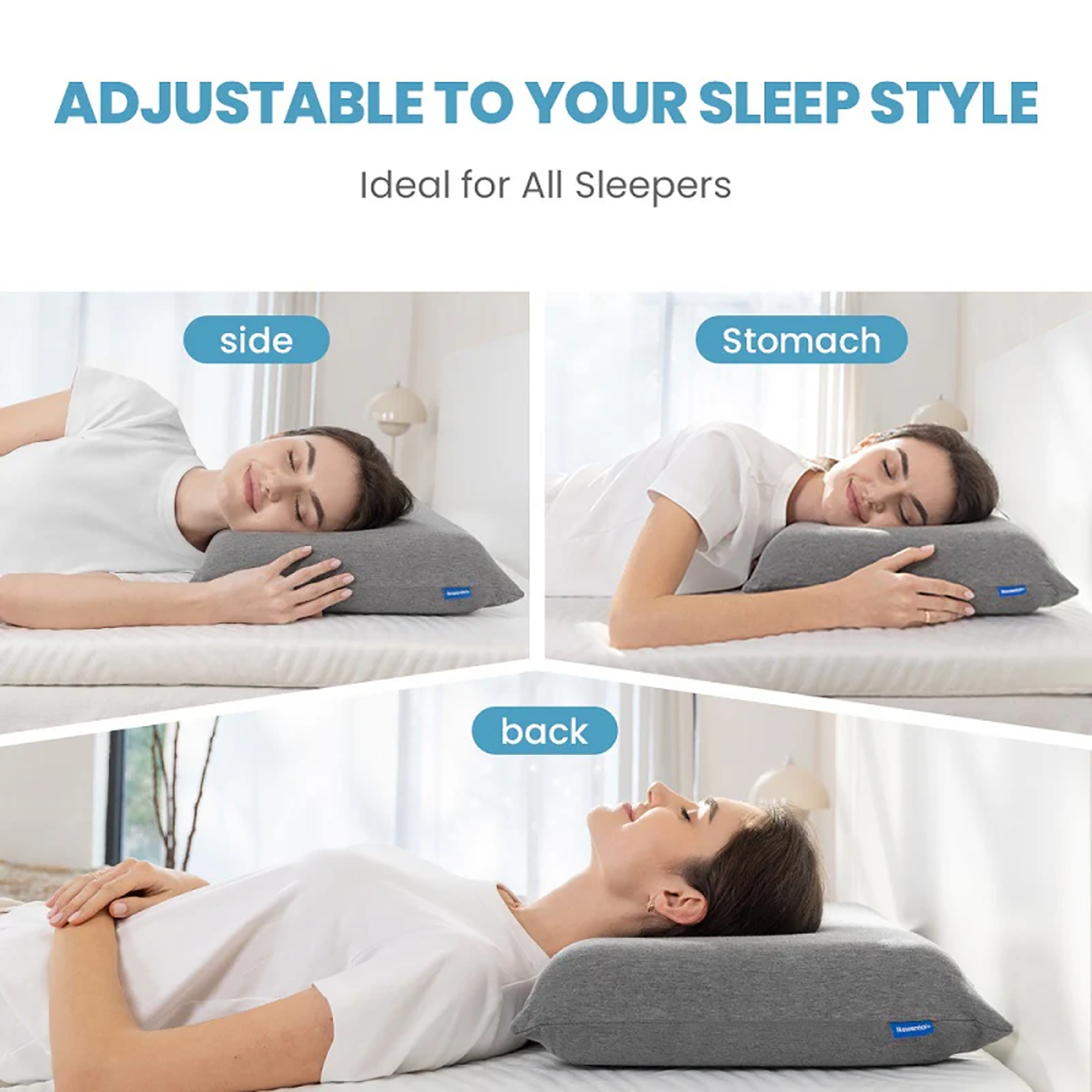 Ergonomic Memory Foam Adjustable Heights Anti-Snoring Pillow