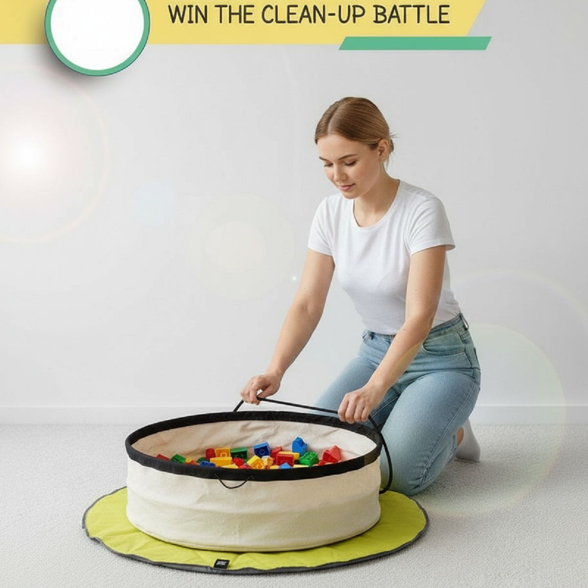 Toy Storage Bag and Play Mat - Portable Drawstring Organizer for Kids' Toys