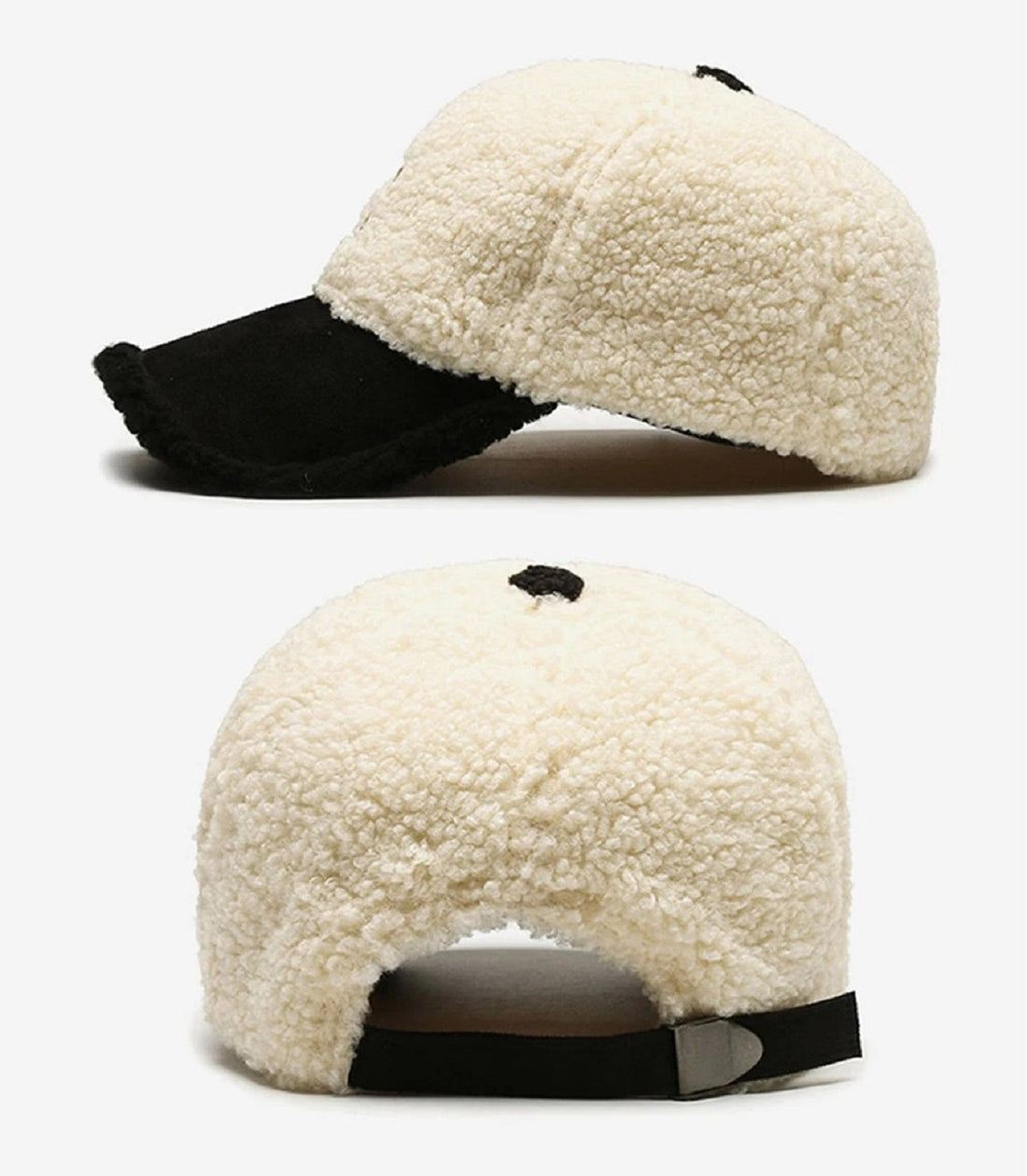 Faux Fur Baseball Cap - Fuzzy Warm Adjustable Shearling Fleece Hat
