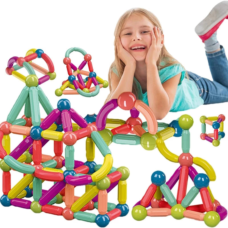 25-64 Pcs Magnetic Stick Building Blocks Educational Toys