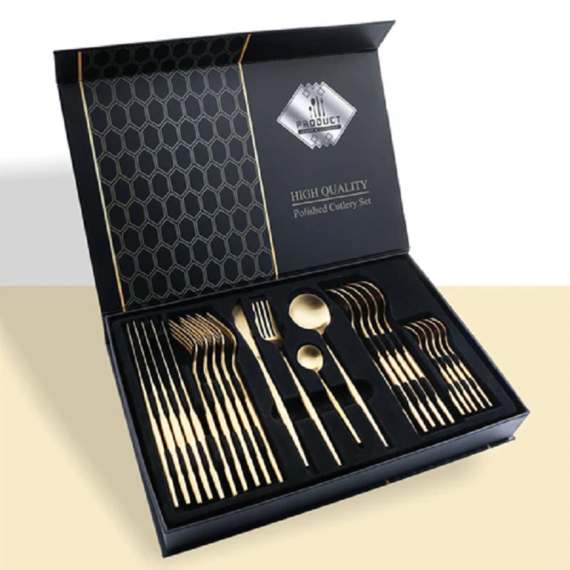 24 Pcs Gold Dinnerware Stainless Steel Tableware Set