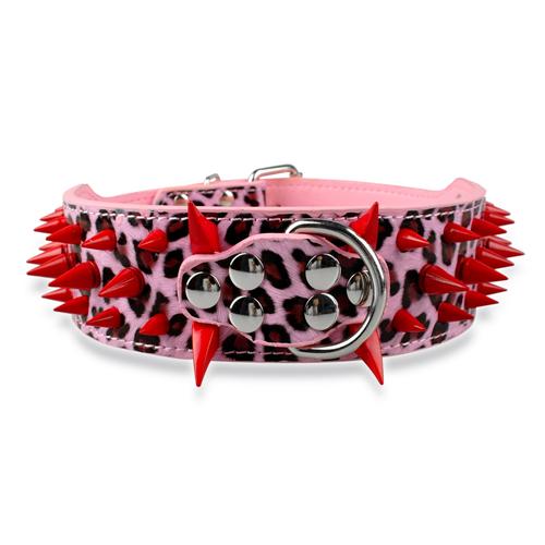Wide Sharp Spiked Studded Leather Dog Collars