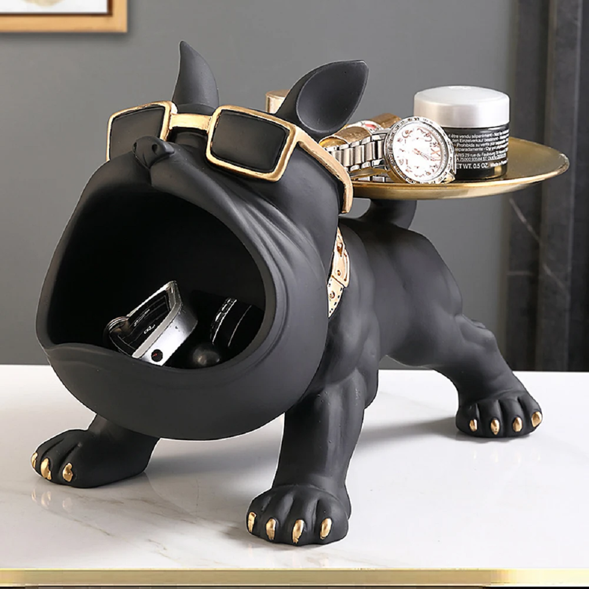 Bulldog Tray Statue Storage Decoration