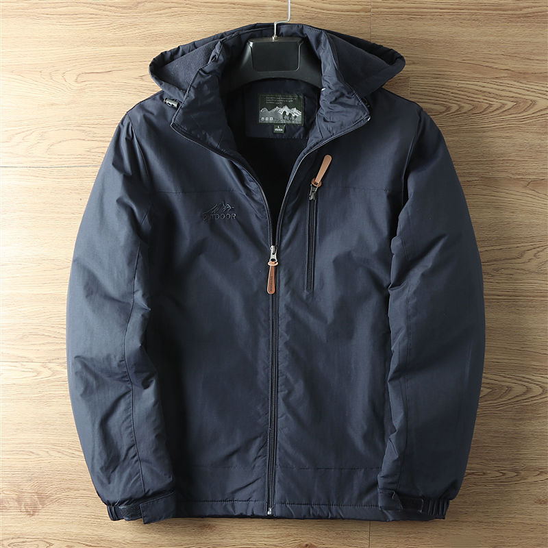 Men's Polar Spring and Autumn Coat Waterproof Warm Hooded Jacket