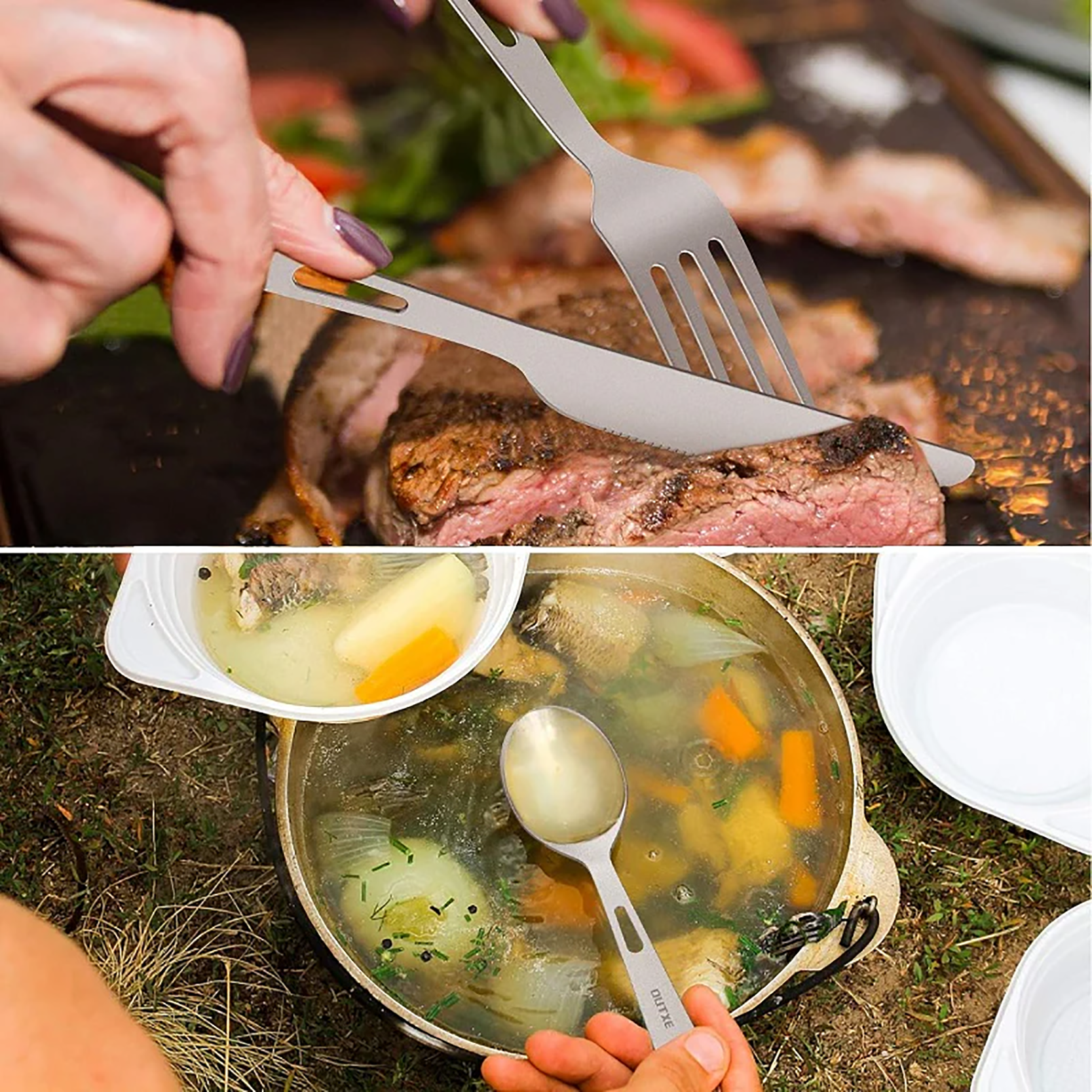 Titanium Flatware Lightweight Camping Utility Cutlery Set