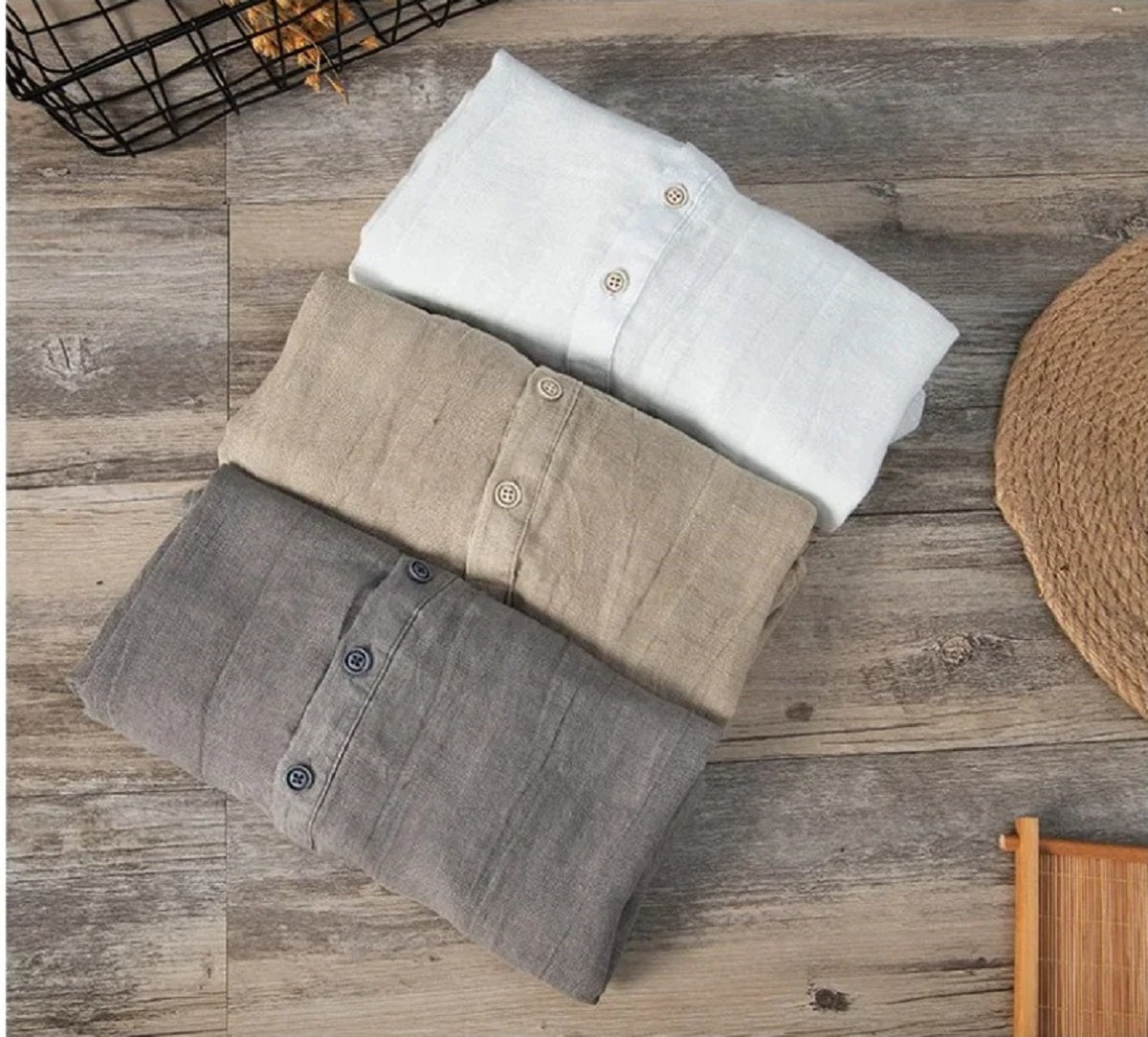 Men's Vintage Linen T-Shirt - Slim Fit Short Sleeve Summer Top