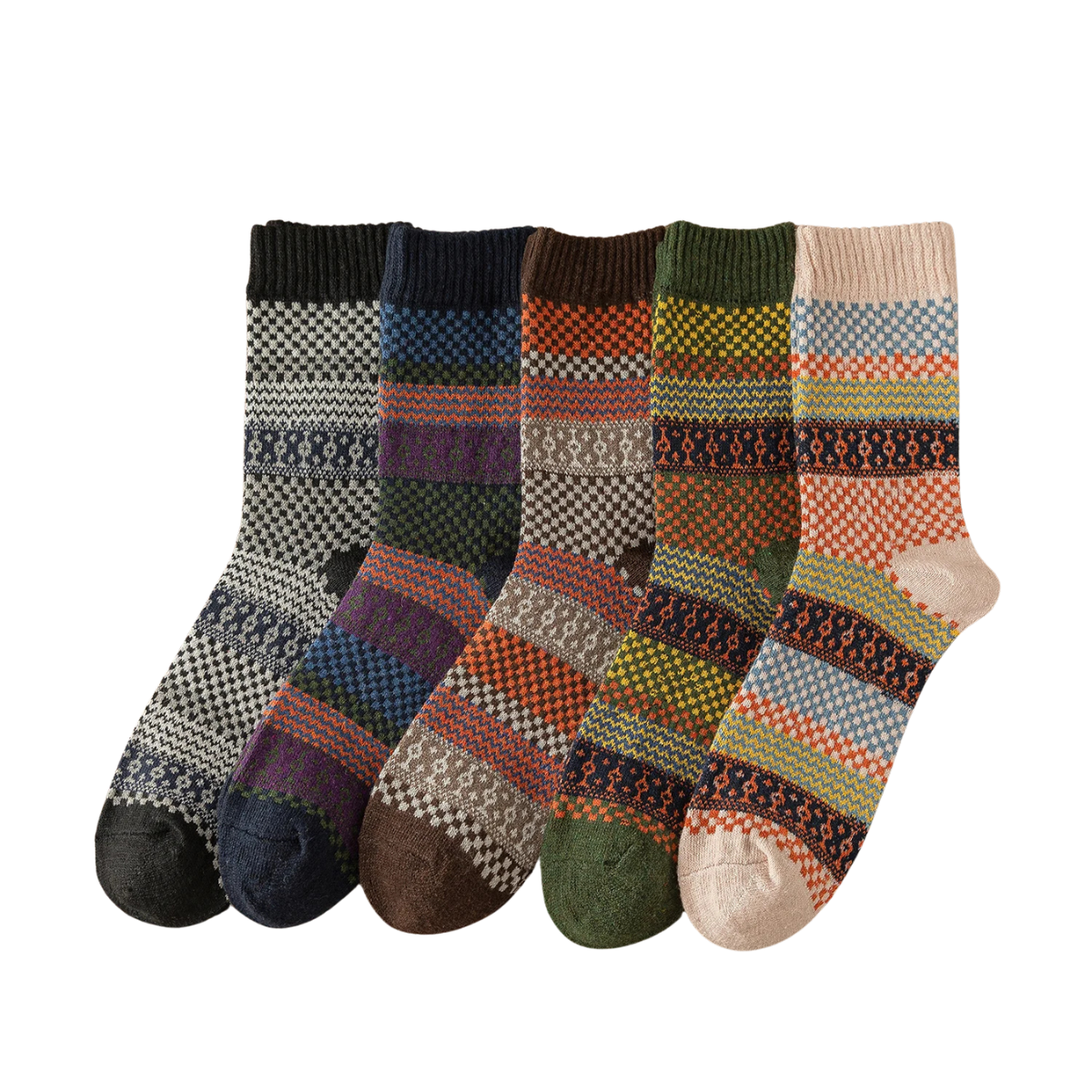 5 Pairs Warm Winter Socks - Thick Vintage