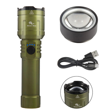 Waterproof Zoom Flashlight - Ultra-Bright Focused Beam with Flame