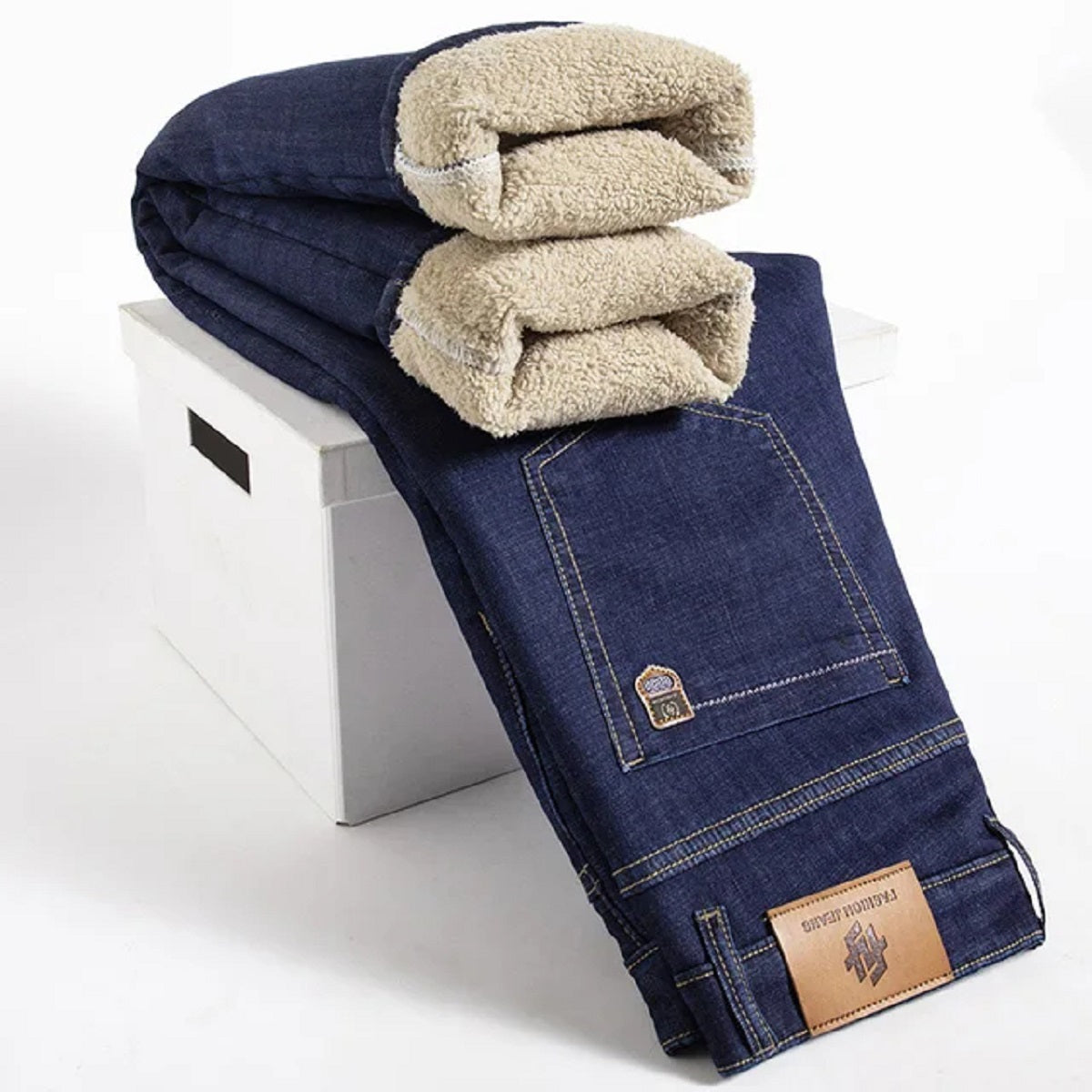 Men's Winter Fleece Lined Jean Thermal Warm Denim Pants
