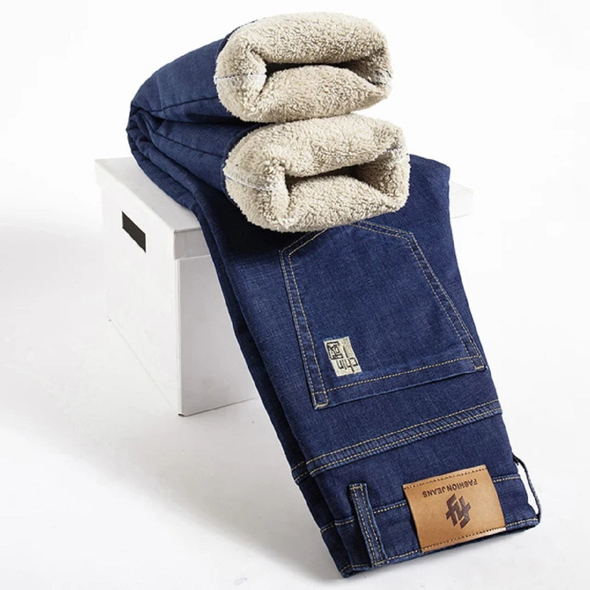 Men's Winter Fleece Lined Jean Thermal Warm Denim Pants